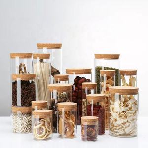 Frascos de Vidrio Portátiles de Gran Capacidad para Almacenamiento de Alimentos con Tapas de Corcho Natural, Recipientes Herméticos para Cocina y Camping - Product Image 4