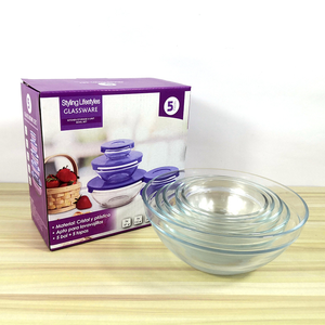 Juego de 5 Recipientes de Vidrio para Conservación, Recipientes de Vidrio Multifuncionales con Tapa, Juego de Recipientes Redondos de Vidrio Transparente para Frutas y Ensaladas - Product Image 5