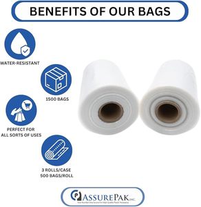 LDPE PE Shrink <b>Bag</b> Roll 1500 <b>Bags</b> 1 Mil Thickness Embossing Recyclable Food Produce Grocery Small Business Packaging Hand Length - Product Image 4