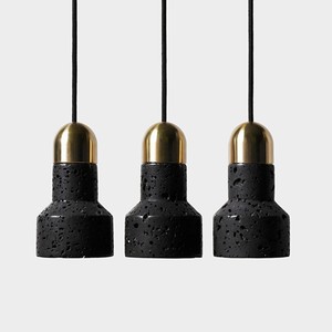 Lámpara Colgante Industrial Nórdica Negra de Piedra, Latón y Cemento para Barra, Restaurante, Dormitorio - Product Image 2