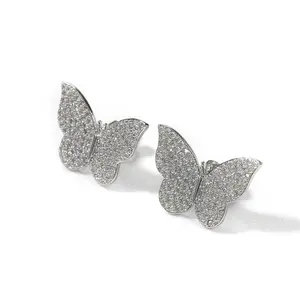 factories fine jewelry silver butterfly earrings stud fashion vintage punk hip hop gold black butterfly earring for unisex women