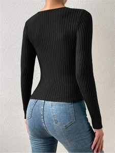Ly915 2026 Nuovo Maglione Casual da <span class=keywords><strong>Donna</strong></span> a Maniche Lunghe, Design Slim con Taglio Intrecciato per l'Autunno - Product Image 5