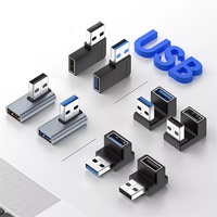 Adaptateur USB 3.0 A mâle à femelle, connecteur d'extension de câble USB à angle droit et gauche à 90 degrés pour PC de bureau et ordinateur portable
