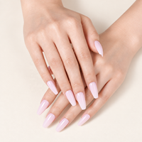 En gros, Faux ongles à presser longs forme cercueil, Rose laiteux, 32 pièces, en plastique ABS, étanches, pour nail art DIY