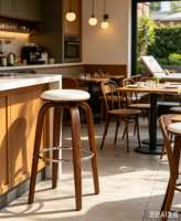 Tabouret de bar pivotant en bois de noyer de style moderne du milieu du siècle, 360° °   Tabouret pivotant à hauteur de comptoir pour îlot de cuisine et bar à domicile