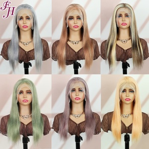 FH venta al por mayor 13x4 peluca larga recta Color gris plata 20 pulgadas cabello virgen brasileño cabello humano pelucas frontales de encaje transparente - Product Image 6