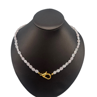 Collier ras du cou tendance de 18 pouces, pierre de quartz rose, pierres naturelles, fermoir en acier inoxydable plaqué or 18 carats