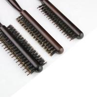 Brosse à barbe en bois à poils de sanglier ioniques pour hommes, avec manche long et peigne – Usage domestique