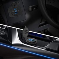 Panel Charger Soket USB Ganda QC3.0 12V dengan Holder Ponsel dan Voltmeter, Panel Mount Dual USB QC3.0 Charger Socket Voltmeter 12v