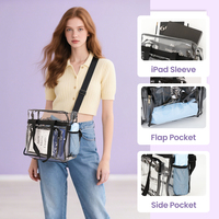 Sac de courses en matériau transparent extra large, minimaliste, léger, facile à nettoyer, résistant aux taches