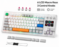 Teclado Transparente Personalizado MiraBox K1 Pro con Teclas Macro LCD Programables y Perillas para Configuración de Juegos y Creadores