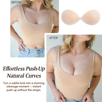 Soutien-gorge adhésif invisible en silicone double push-up pour femme, sans bretelles, dos nu, fermeture avant, sans armatures, pour robe de mariée