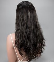Fournisseur de premier plan : Perruque toupet européenne, design 1b noir avec mèches, cheveux vierges bruts tissés, base en soie, closure et toppers, ondulation naturelle, aspect cuir chevelu
