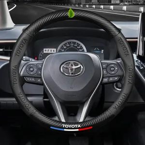 Toptan karbon fiber kahverengi araba-Araba evrensel Pu deri araba kılıfı direksiyon karbon fiber direksiyon kapağı Toyota