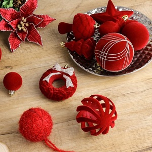 Nouveauté : Boules de Noël en velours faites à la main, peintes à la main, boules de Noël floquées pour l'arbre de Noël - Product Image 4