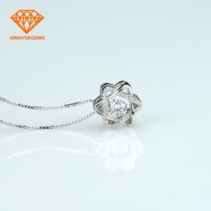 Bijoux fantaisie en forme d'étoile, or blanc 18 carats, pendentif en moissanite rond de 1 carat - Product Image 4