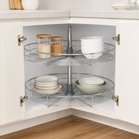 Panier rotatif à grande capacité pour armoire de cuisine, organisateur d'angle moderne multifonction à deux niveaux