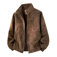 Veste grise premium à col montant pour homme en similicuir PU, manteau personnalisé pour l'automne, style streetwear