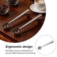 Cuillère doseuse à expresso en acier inoxydable durable, pince de scellage pour sacs alimentaires robuste, cuillère à café avec clip