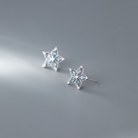 Boucles d'oreilles clous en argent sterling 925 avec zircon cubique, motif fleur, serti clos, design pétale, bijoux de mariée pour femme