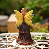 Figurine de fée forestière en résine avec tournesol et oiseau, ornement de jardin miniature pour la décoration de patio extérieur