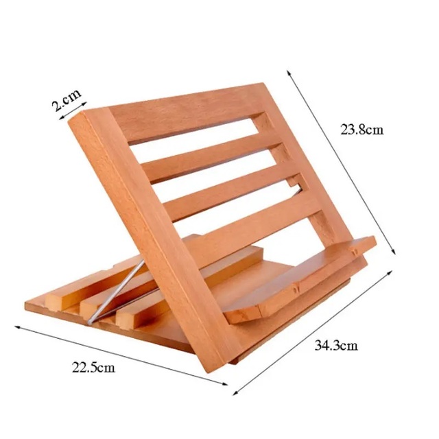 Eco-friendly Portable Wood Tablet Holder Adjustable Bamboo Book Stand for Reading