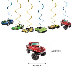 <span class=keywords><strong>Hot</strong></span> Wheel Themed Race Car Birthday Banner y Cake Topper Racing Checkered Flag Party Decoration Set - Product Image 2