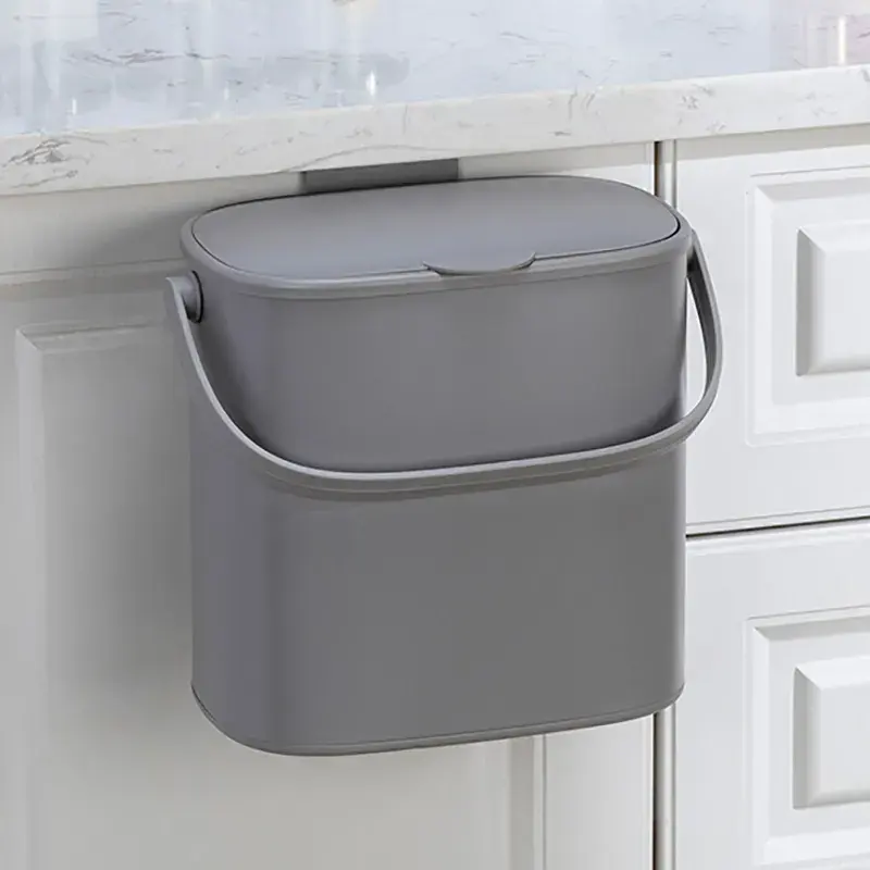 New Design 5L Waste Bin kitchen Wall-mounted Stainless Steel Waste Bin Top Quality Compost Bin