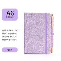 Carnet à spirales en PVC à feuilles mobiles avec paillettes pour la prise de notes créatives et les cadeaux. Agenda élégant pour étudiants avec stylos. 96 feuilles