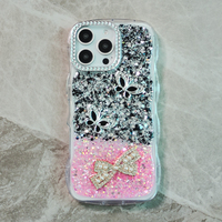 Nouvelle coque de téléphone tendance avec design papillon 3D en époxy transparent et diamants scintillants pour iPhone 17 Air Wave Frame