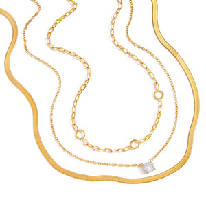 Collier superposé en alliage de zinc plaqué or 18 carats avec pendentif zircon à trois couches, bijou pour femme, idéal pour offrir en occasion spéciale - Product Image 5