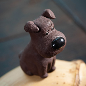 Figurine de chien porte-bonheur du zodiaque en argile violette de Yixing, sculpture décorative pour plateau de table à thé, en matériau Zisha, petit accessoire décoratif - Product Image 3
