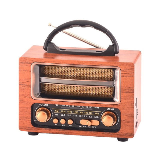Classical Retro Radio FM/AM/SW Radio Receiver Speaker MP3 Music Player USB/TF Card/AUX Rechargeable Battery