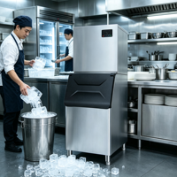 Machine à glaçons industrielle automatique à refroidissement par eau, capacité de stockage de 1000 kg, 2 kW, pour cuisines commerciales