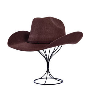Sombrero de Vaquero de Fieltro de Lana 100%, Estilo Americano Occidental, Sombrero de Vaquero de Texas, Sombrero de Vaquero de Cuerno Largo, Sombrero de Vaquero Vintage de Ala Ancha con Boa - Product Image 6
