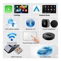 Mini Adaptador Inalámbrico 2 en 1 para Carplay y Android Auto, Mirror Link, WiFi de Doble Banda, BT5.2, 1 Año de Garantía