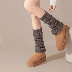 जापानी शैली महिलाओं की सर्दियों मोटी ऊन पैर के वार्मर लंबे ट्यूब फज़ी गर्म नरम पैर जूते के लिए मोजे - Product Image 3