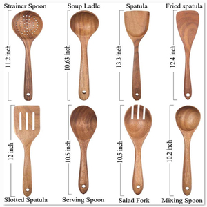 Utensili da Cucina in Legno Massiccio Certificati SGS FDA FSC, Antiaderenti, Sicuri, Resistenti alle Crepe, Senza Vernice, per Uso Domestico - Product Image 2