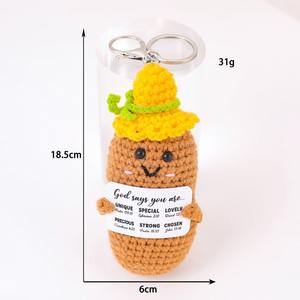 Positif mignon pomme <span class=keywords><strong>de</strong></span> terre maison chambre décor Mini fait à la main en peluche ornement tricot <span class=keywords><strong>laine</strong></span> fil poupée cadeaux d'anniversaire sac pendentif - Product Image 5