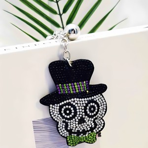 Lindo Llavero de Calavera con Dijes de Diamantes de Imitación para Halloween, Colgante con Borla de Cuentas, Llavero Brillante Y2K de Fantasma, Regalo Punk para <span class=keywords><strong>Chicas</strong></span> - Product Image 2