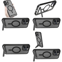Casing Transparan Anti Benturan Magnetik dengan Penyangga untuk iPhone 11 12 13 14 15 16 Pro Max 17 Air Plus, Pelindung iPhone yang Tahan Lama