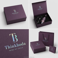 Coffret cadeau de vin violet de luxe avec insert en EVA personnalisé, accessoires, kit sommelier, boîte cadeau en papier rigide Bourgogne