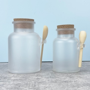 Empty Matte Plastic 100g/ml 200g/ml 300g/ml ABS Bath Salt Jar/bottle/container with Spoon and Wooden <b>Plug</b> - Product Image 2