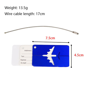 金属アルミ荷物タグレーザー刻印入りロゴトラベル荷物ネームタグワイヤーケーブルループ付き - Product Image 2