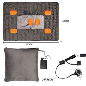 Couverture chauffante 150x105cm, alimentée par USB, chauffage rapide, pour camping en plein air, avec taie d'oreiller et adaptateur - Product Image 1