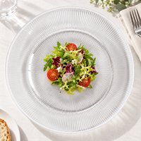 Assiettes en verre transparent côtelé, 2 tailles, pour dîner et dessert, avec logo personnalisé, vente en gros, directement de l'usine