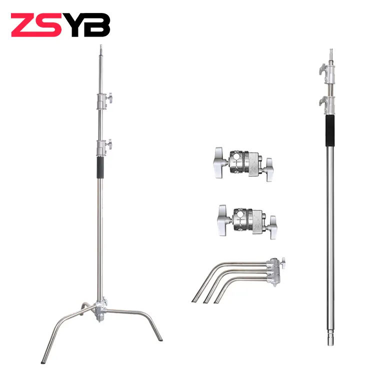 Stainless Steel Heavy Duty C Stand Photography Light Stand Professional Multi-Function C-Stand With Extension Arm Grip Head
