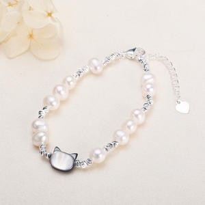 Nouveau bracelet en perles d'eau douce authentiques, style chat noir simple pour filles, fait main, vente en gros, une seule pièce, collection de cheveux - Product Image 3