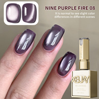 Vente directe d'usine XEIJAYI, gel pour ongles classique œil de chat, art des ongles, violet feu, noir, violet raisin, perles de verre