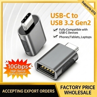 Adaptor USB-C USB 3.1 Kualitas Tinggi BWVV Zinc Alloy 10Gbps, Konverter OTG Thunderbolt 4/3 untuk Laptop dan Perangkat Tipe-C Model HXT-U260137